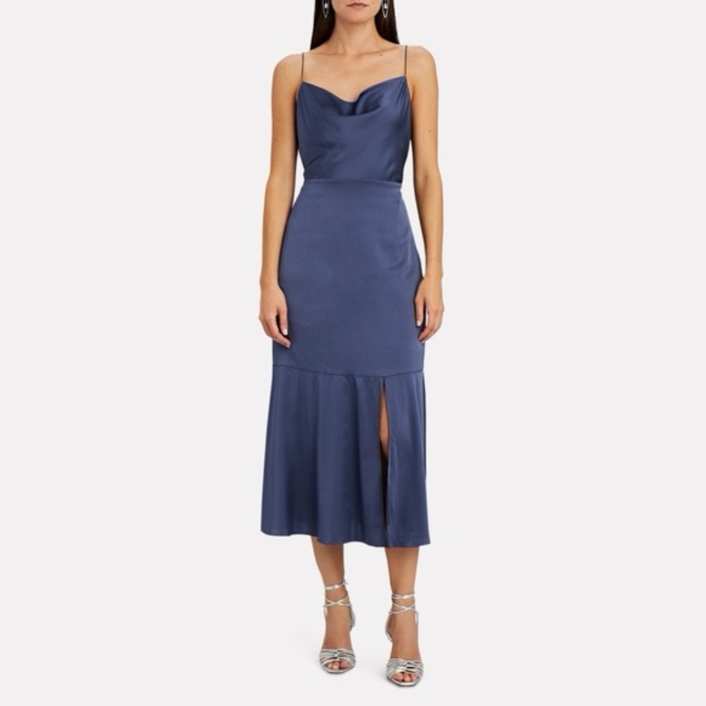 Intermix | Blue Silk Midi Dress